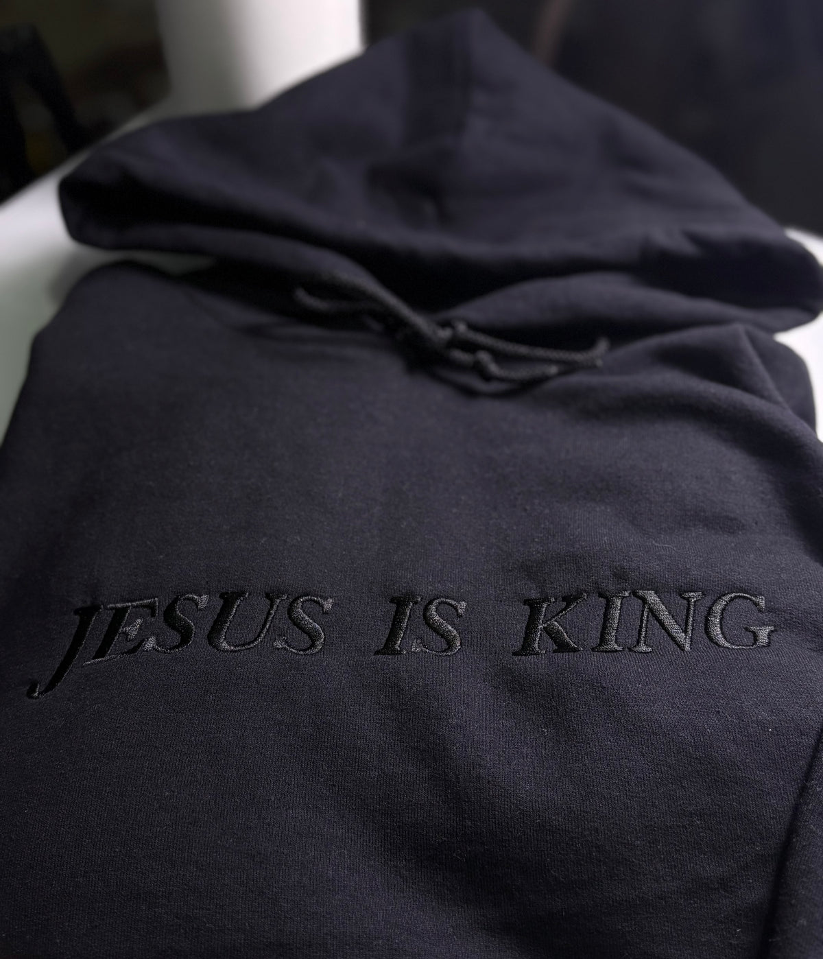 Jesus is King Monochrome Embroidered Hoodie