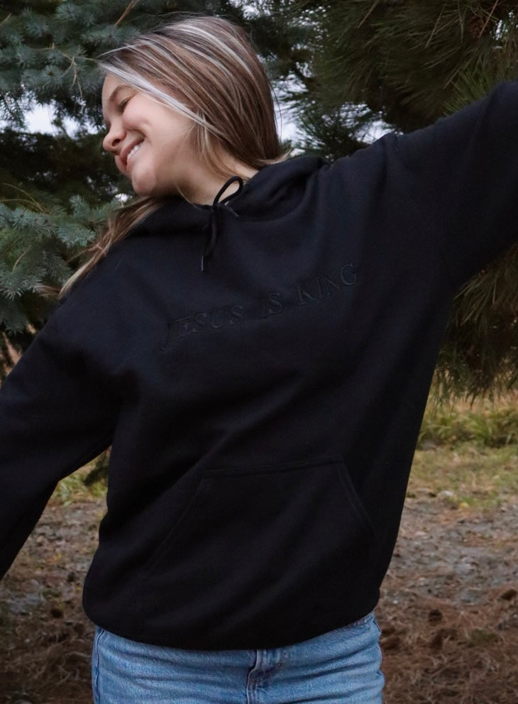 Jesus is King Monochrome Embroidered Hoodie