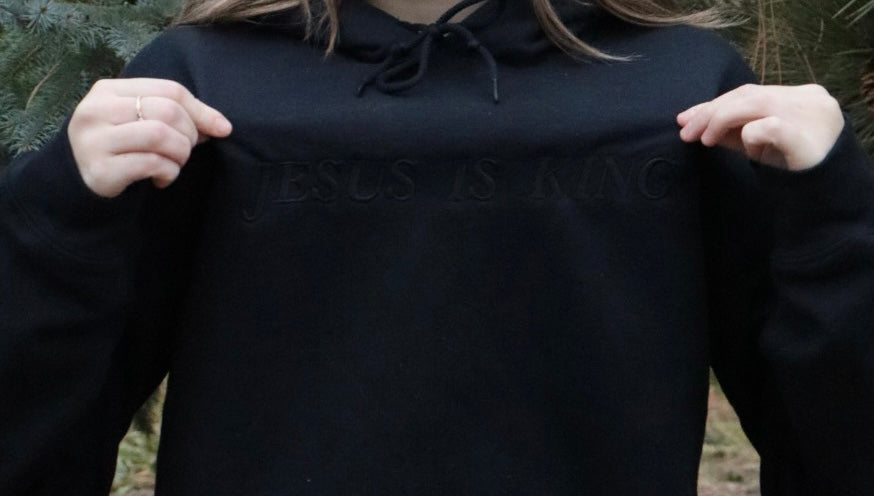 Jesus is King Monochrome Embroidered Hoodie