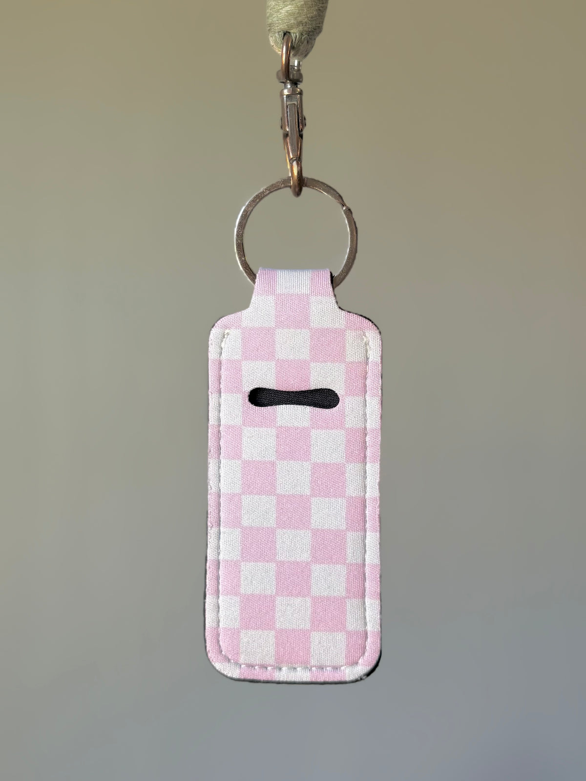 Pink Check Chapstick Holder